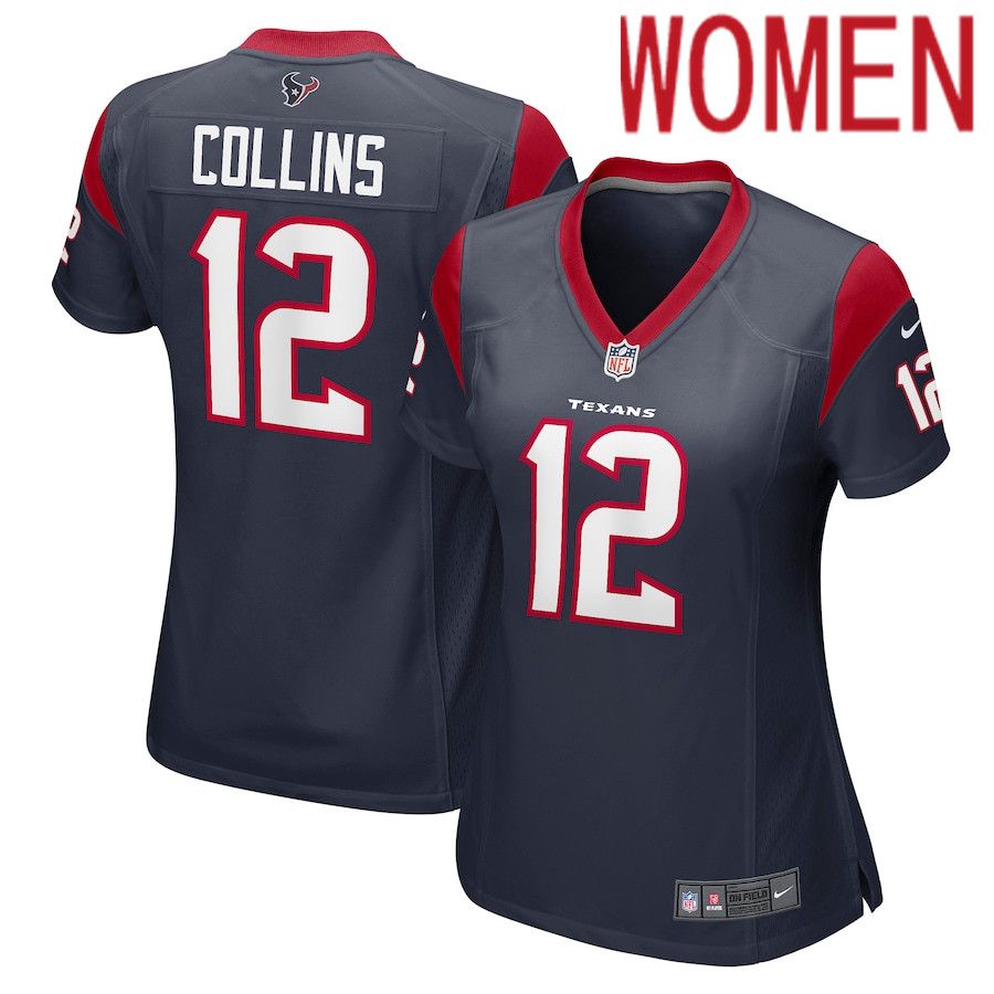 Women Houston Texans 12 Nico Collins Nike Navy Game NFL Jersey